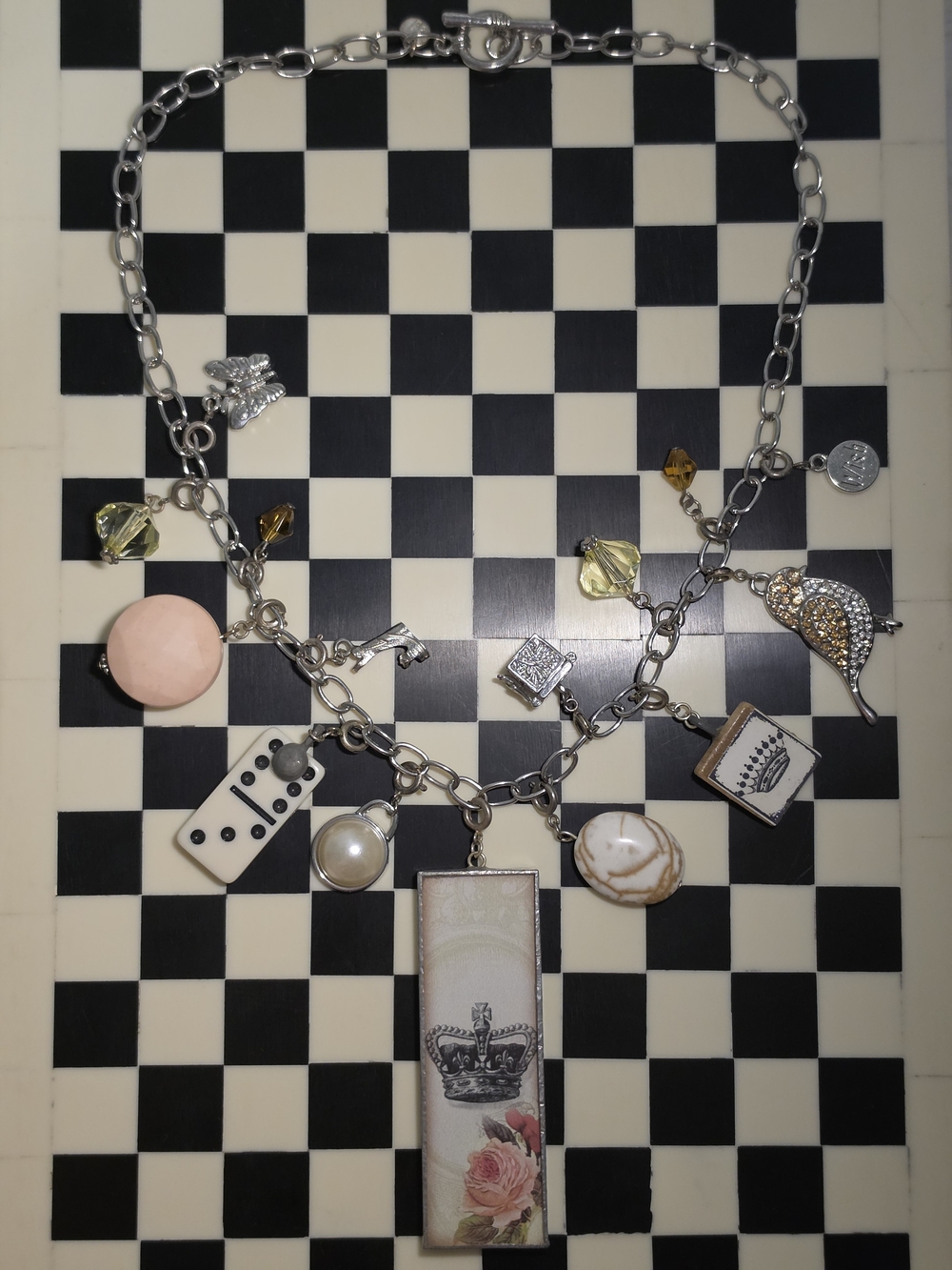 Silver-tone Multi-Charm Pendant Necklace